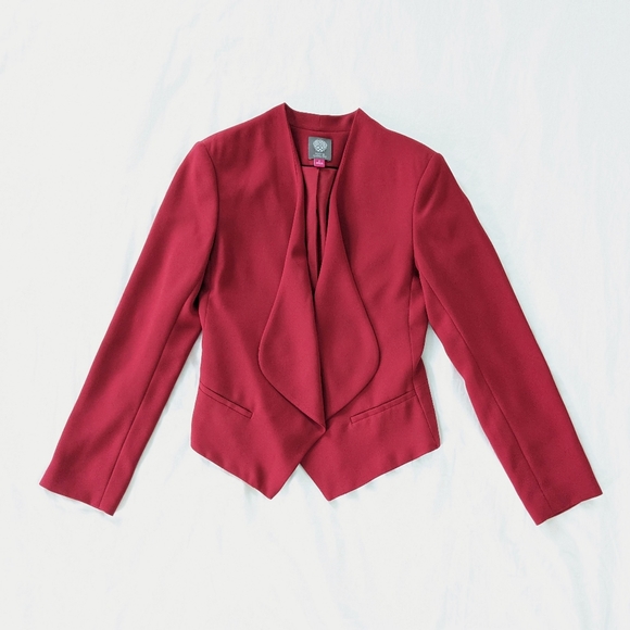 Vince Camuto Deep Red Open Waterfall Blazer - Picture 1 of 5